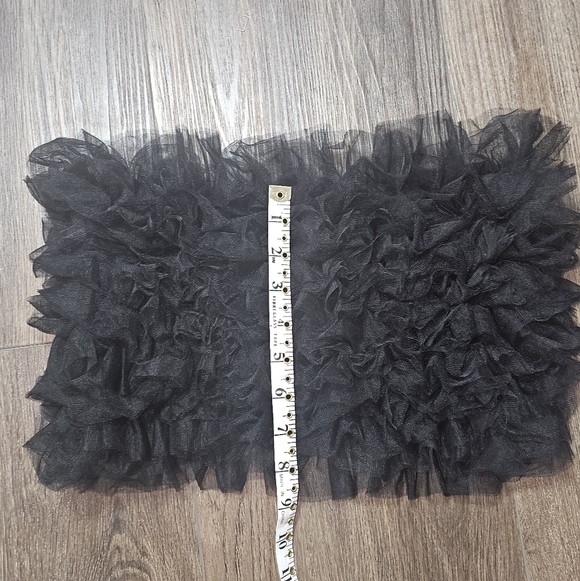 MABLE Black Ruffle Tulle Tube Top – Strapless Crop Top Size Medium - Picture 10 of 12